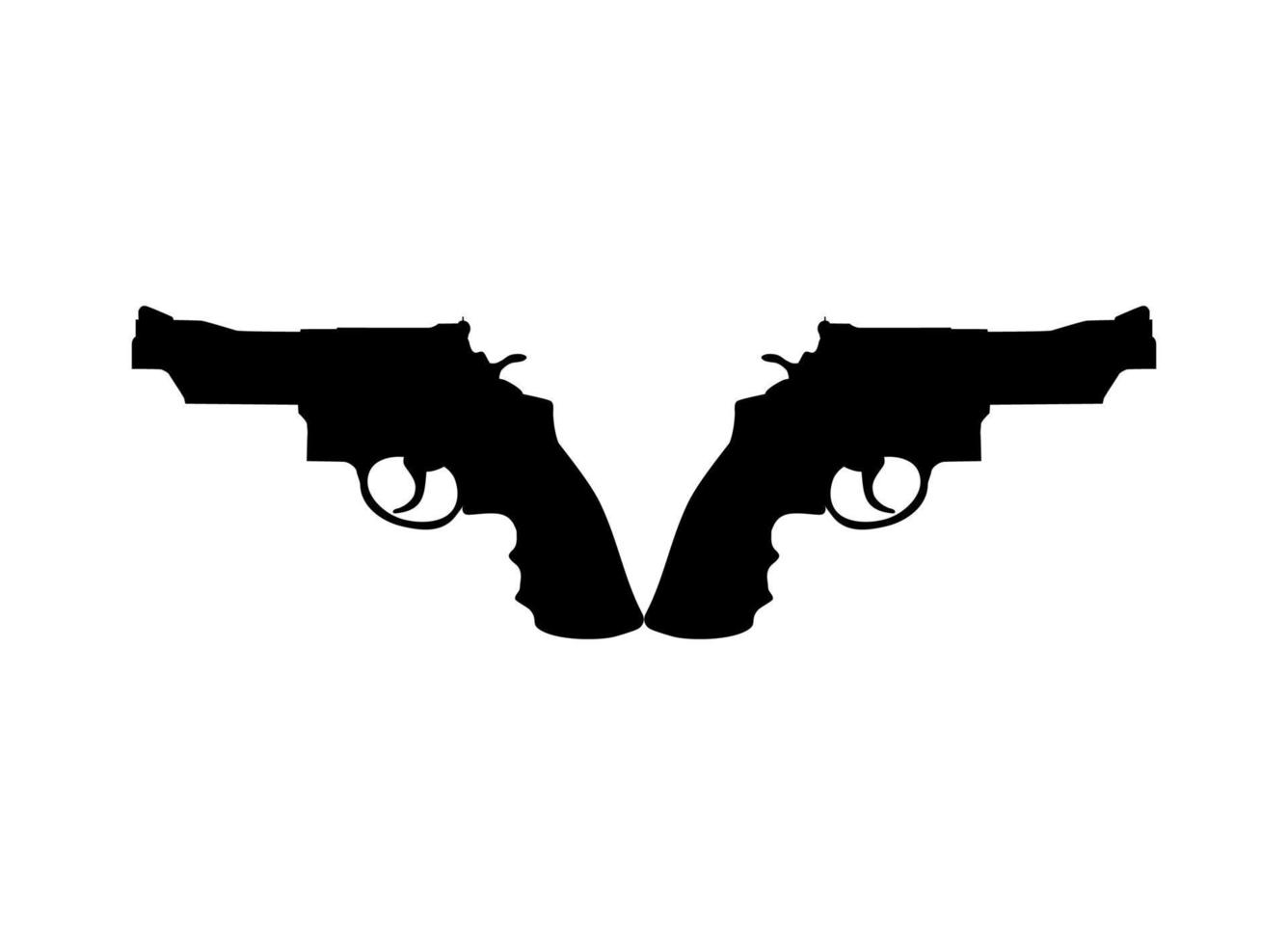 Silhouette of Double Gun, Pistol for Logo, Pictogram, Website or Graphic Design Element. Vector Illustration