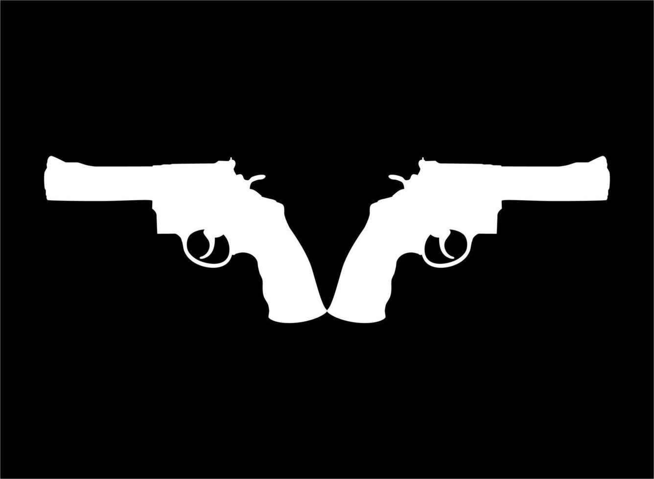 Silhouette of Double Gun, Pistol for Logo, Pictogram, Website or Graphic Design Element. Vector Illustration