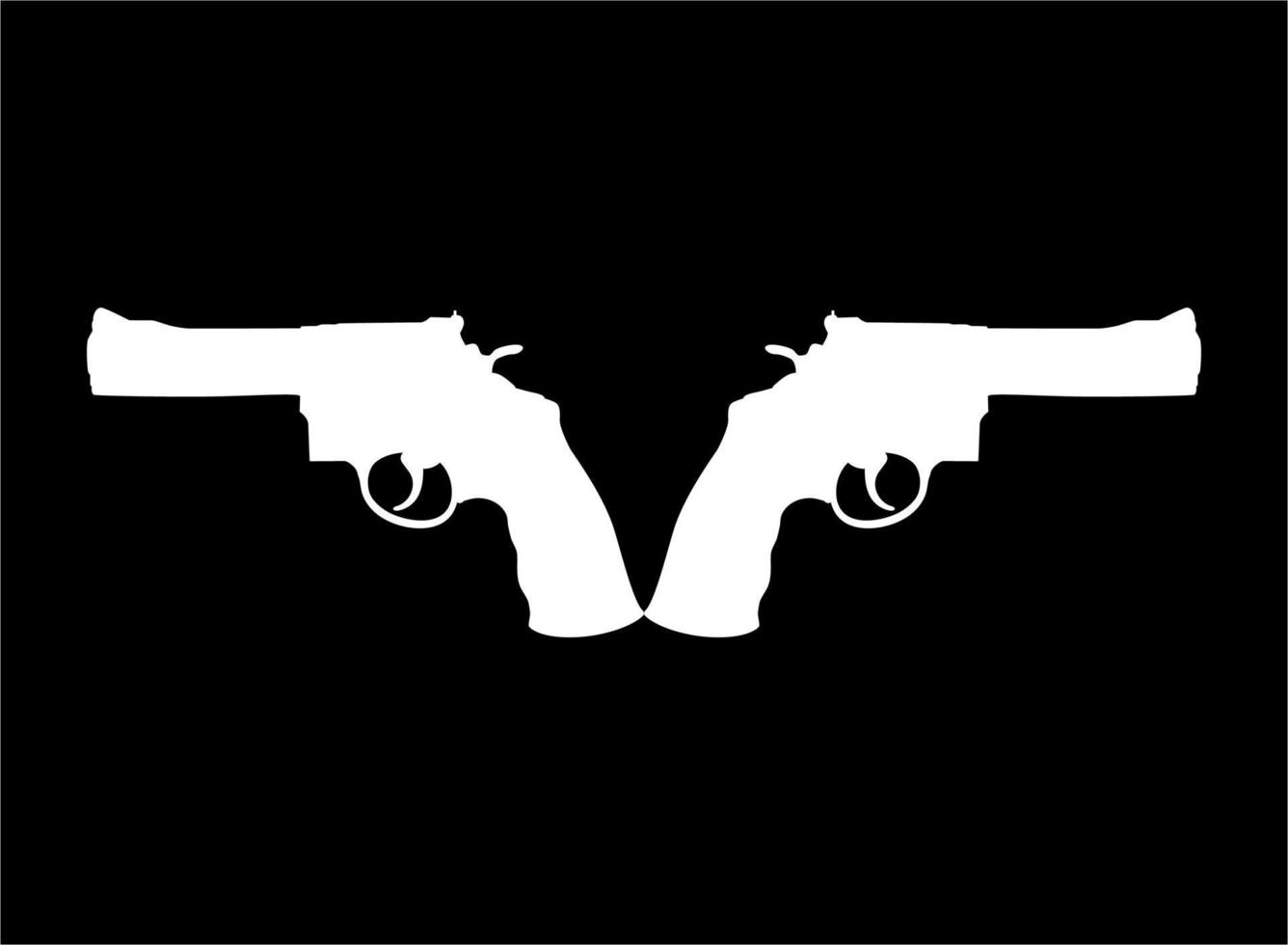 Silhouette of Double Gun, Pistol for Logo, Pictogram, Website or Graphic Design Element. Vector Illustration