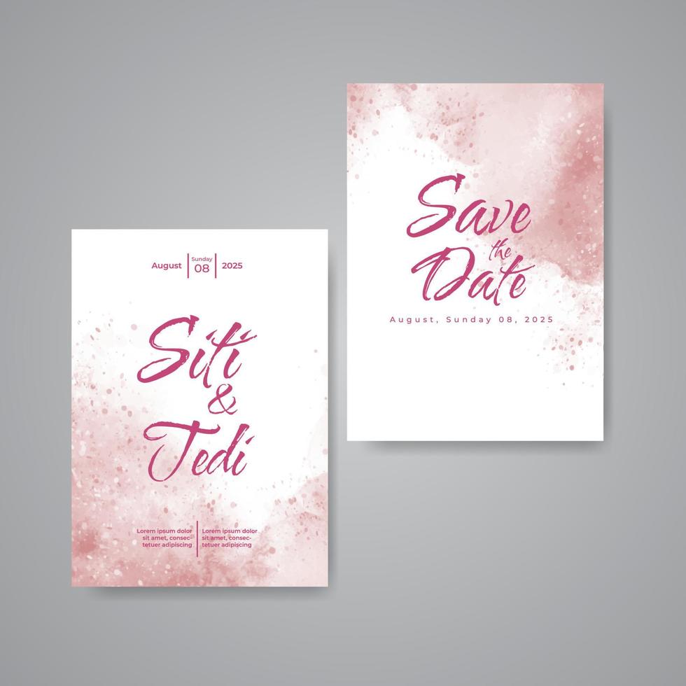 Wedding invitation with abstract watercolor background vector