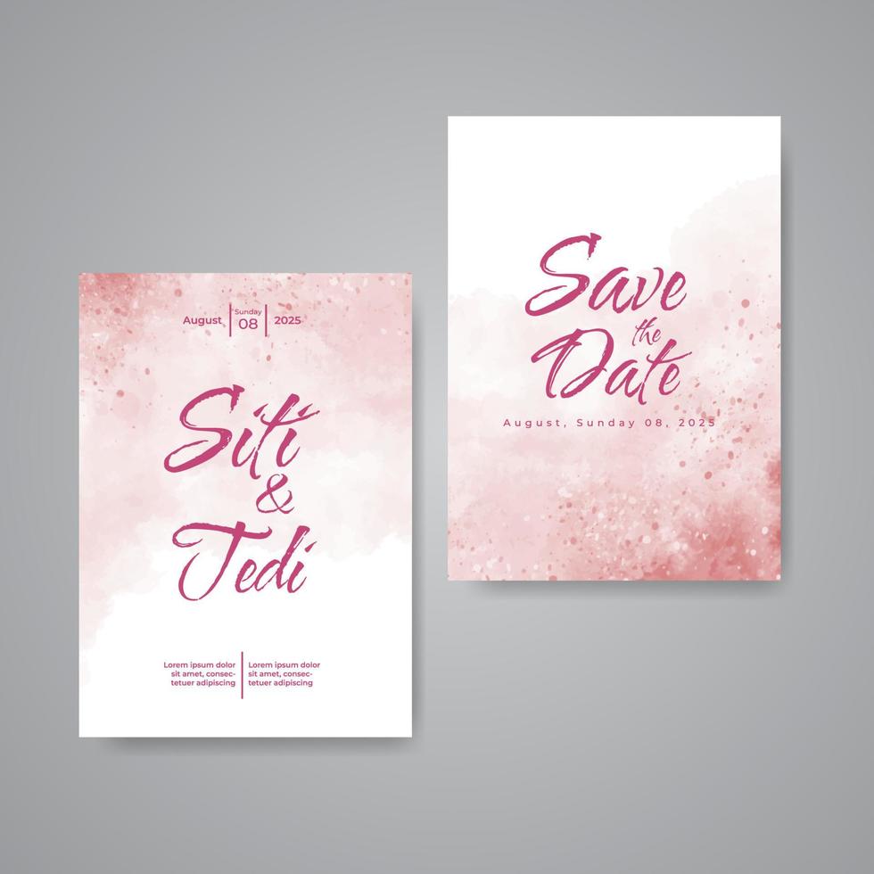 Wedding invitation with abstract watercolor background vector