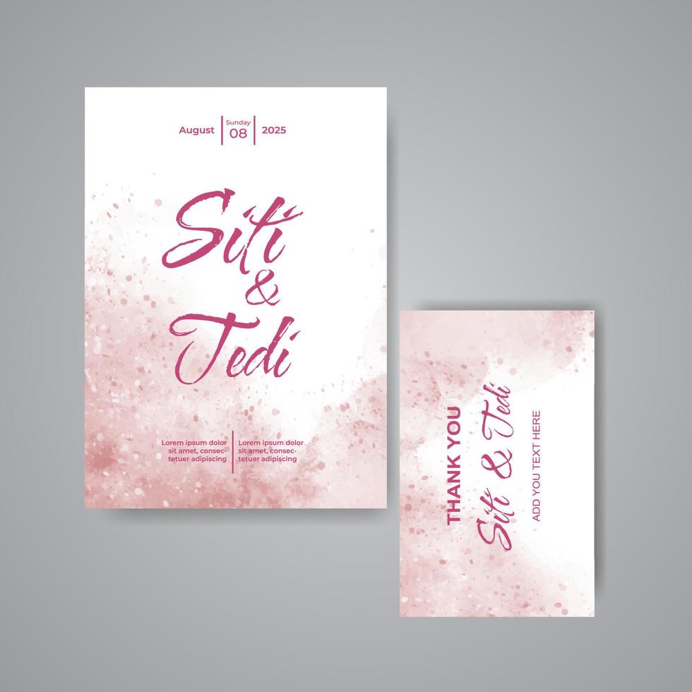 Wedding invitation with abstract watercolor background vector