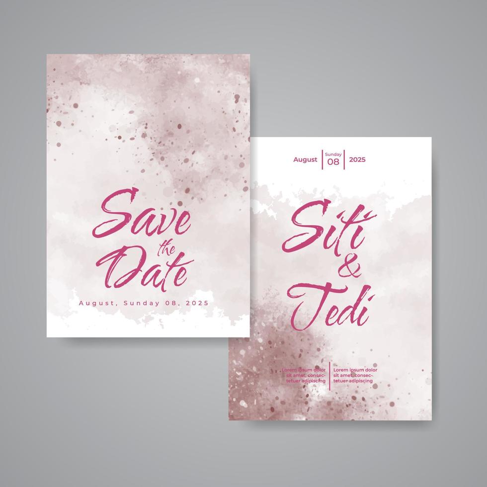 Wedding invitation with abstract watercolor background vector