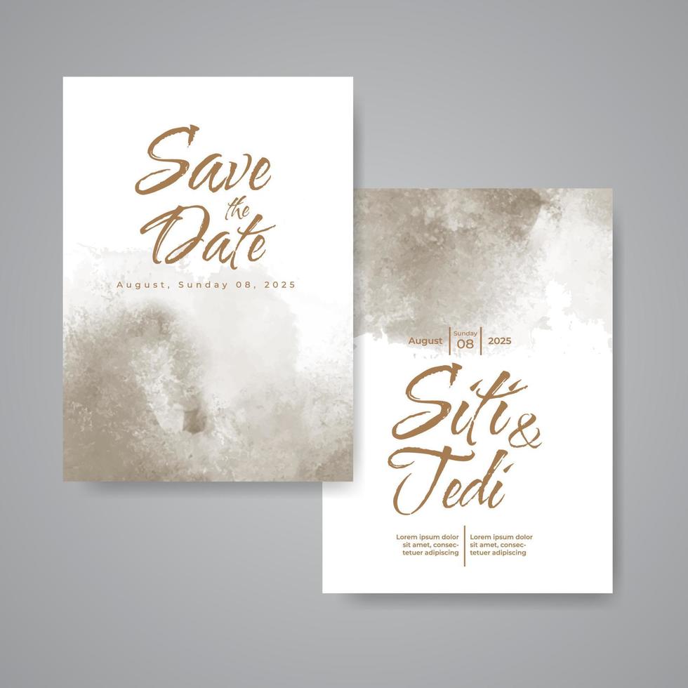 Wedding invitation with abstract watercolor background vector
