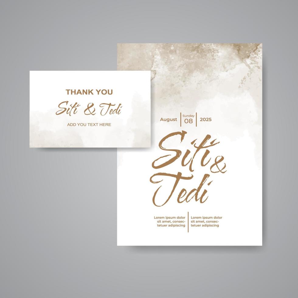 Wedding invitation with abstract watercolor background vector