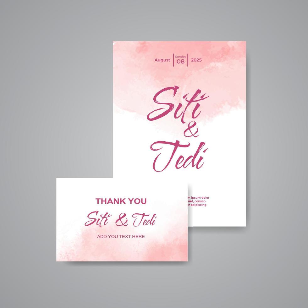 Wedding invitation with abstract watercolor background vector