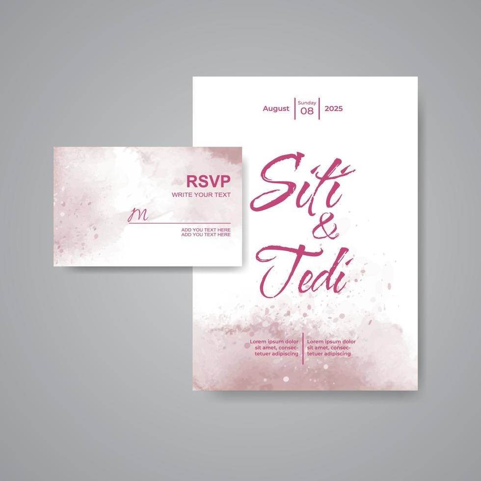 Wedding invitation with abstract watercolor background vector