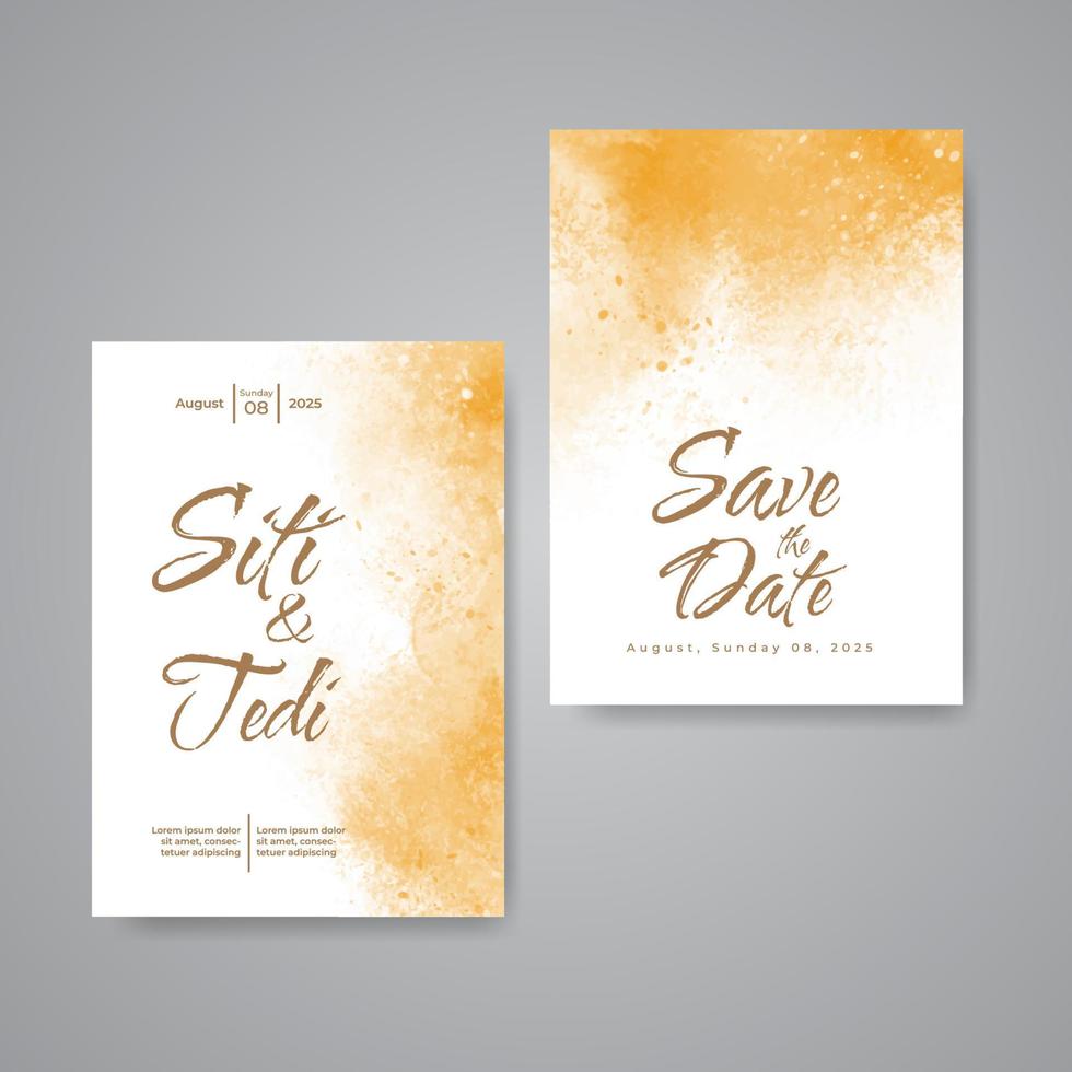 Wedding invitation with abstract watercolor background vector