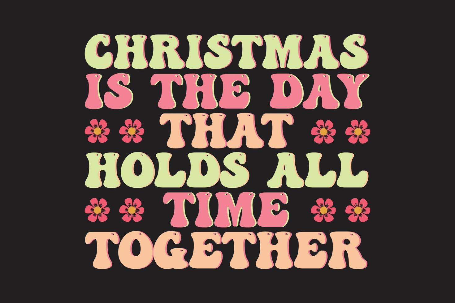 Merry Christmas Groovy T-shirt Design vector