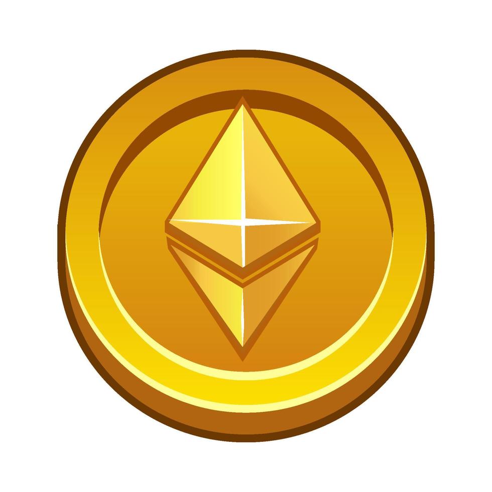 Gold ETHEREUM coin. Cryptocurrency, ETHEREUM Internet currency of the future. vector