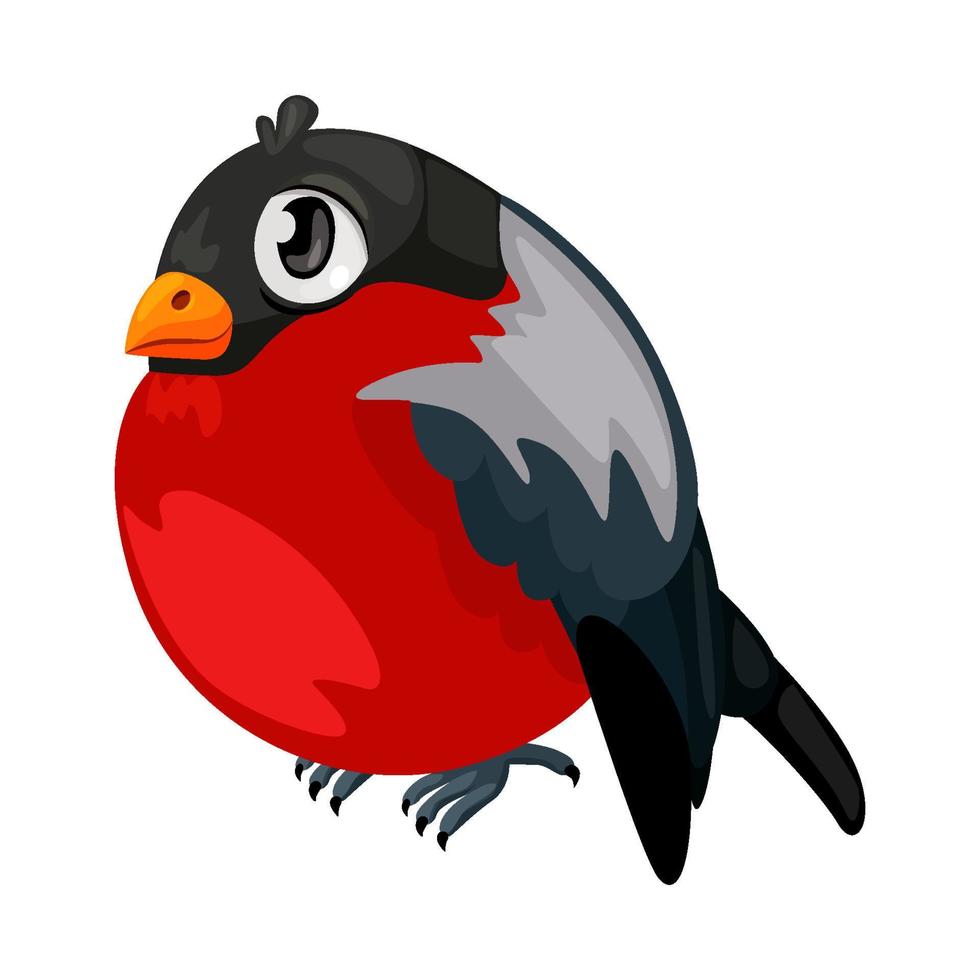 Beautiful cartoon bullfinch. Bird vector illustration.