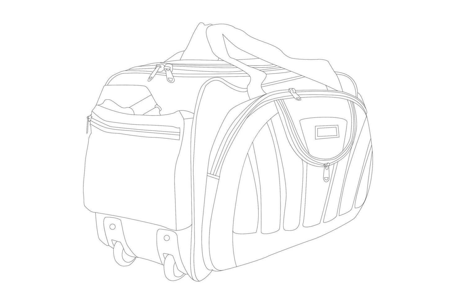 line art duffle travel bag with white background vector