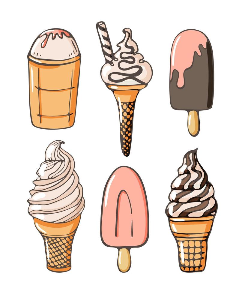 Ice creams illustration set vector