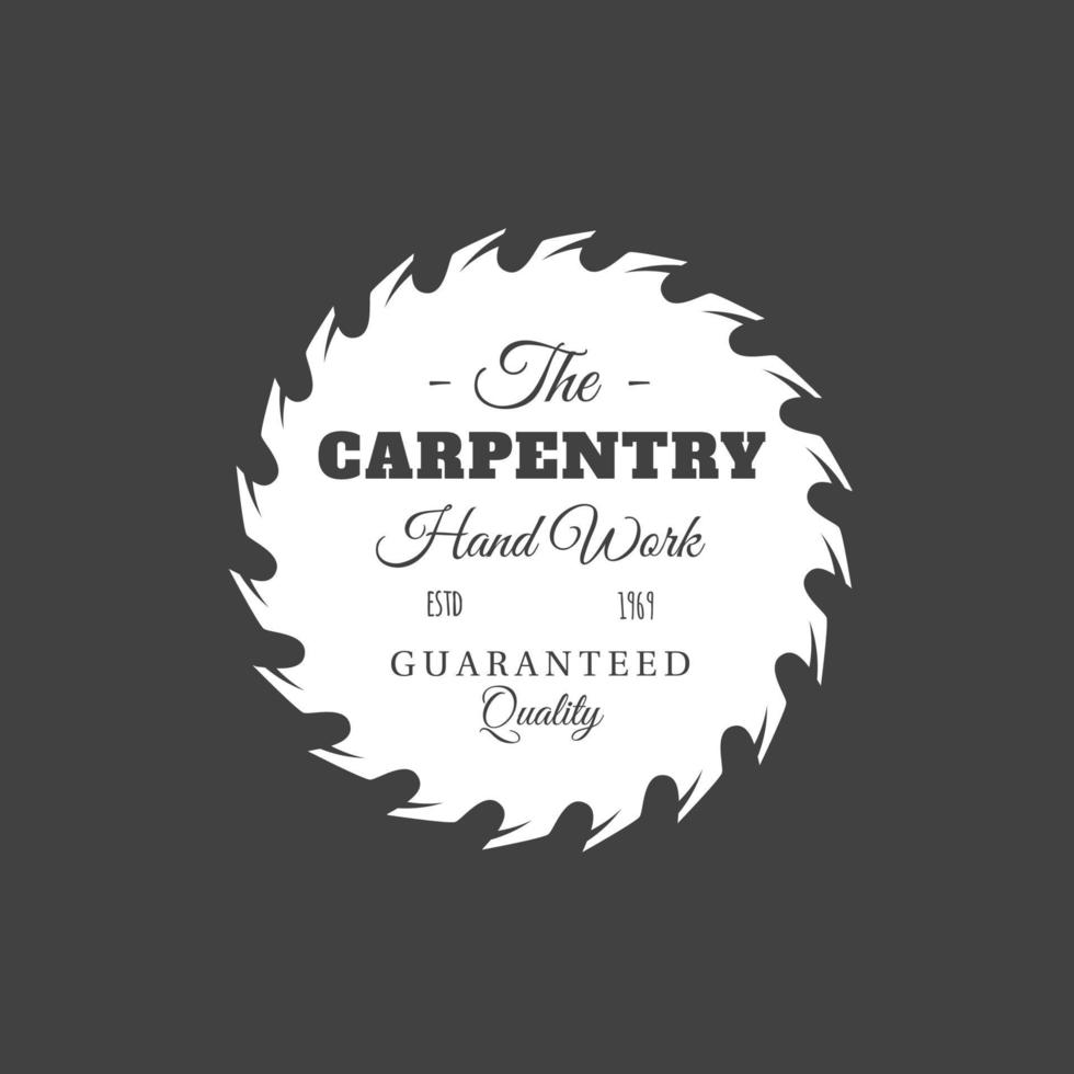 Carpentry label isolated on black background vector