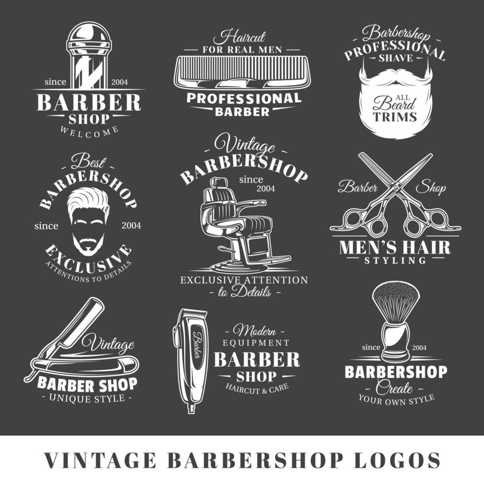 Set of vintage barbershop labels vector