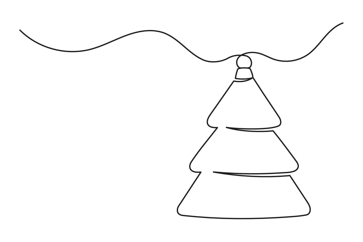 Continuous one line drawing of the Christmas tree vector