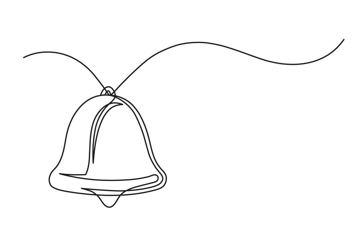 Continuous one line drawing of a Christmas bell vector