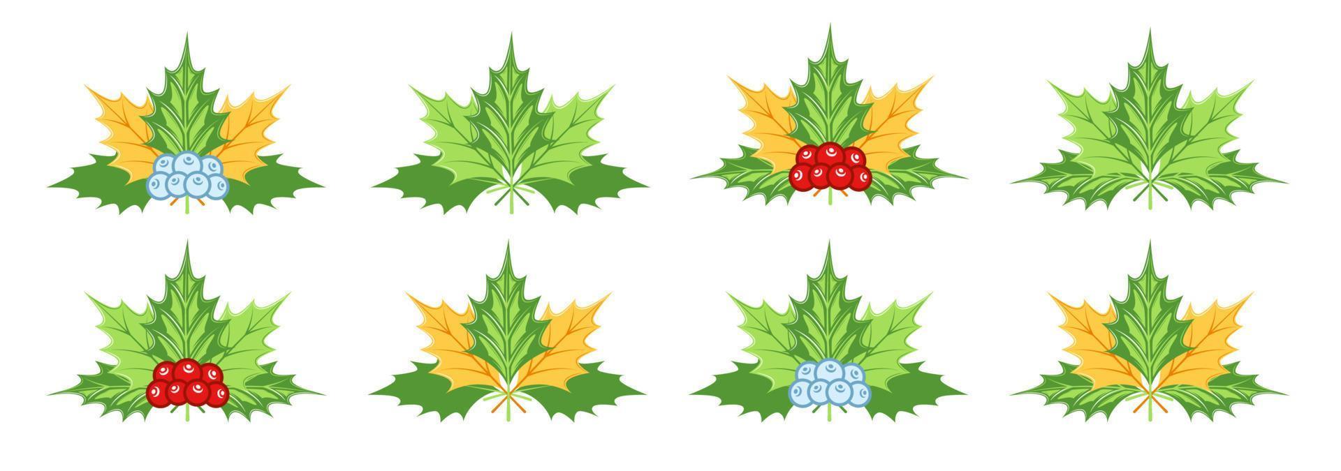 Collection of mistletoe isolated on white background vector