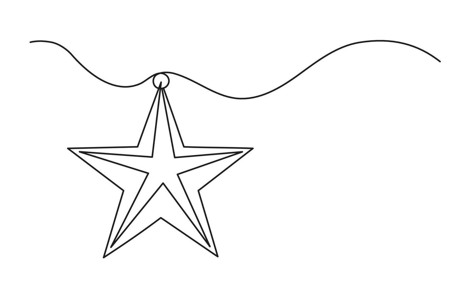 Continuous one line drawing of the Christmas star vector