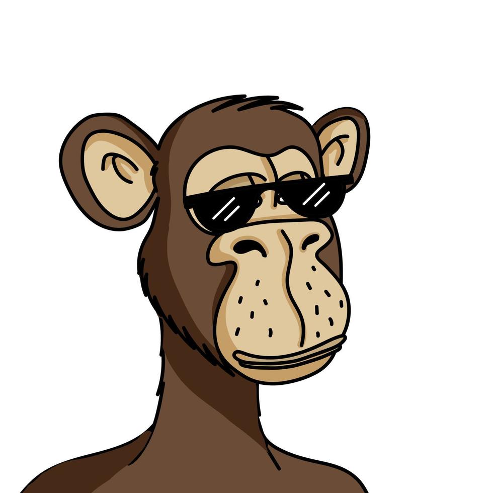 mono aburrido nft aislado sobre fondo blanco. token no fungible blockchain monkey ilustración vectorial vector