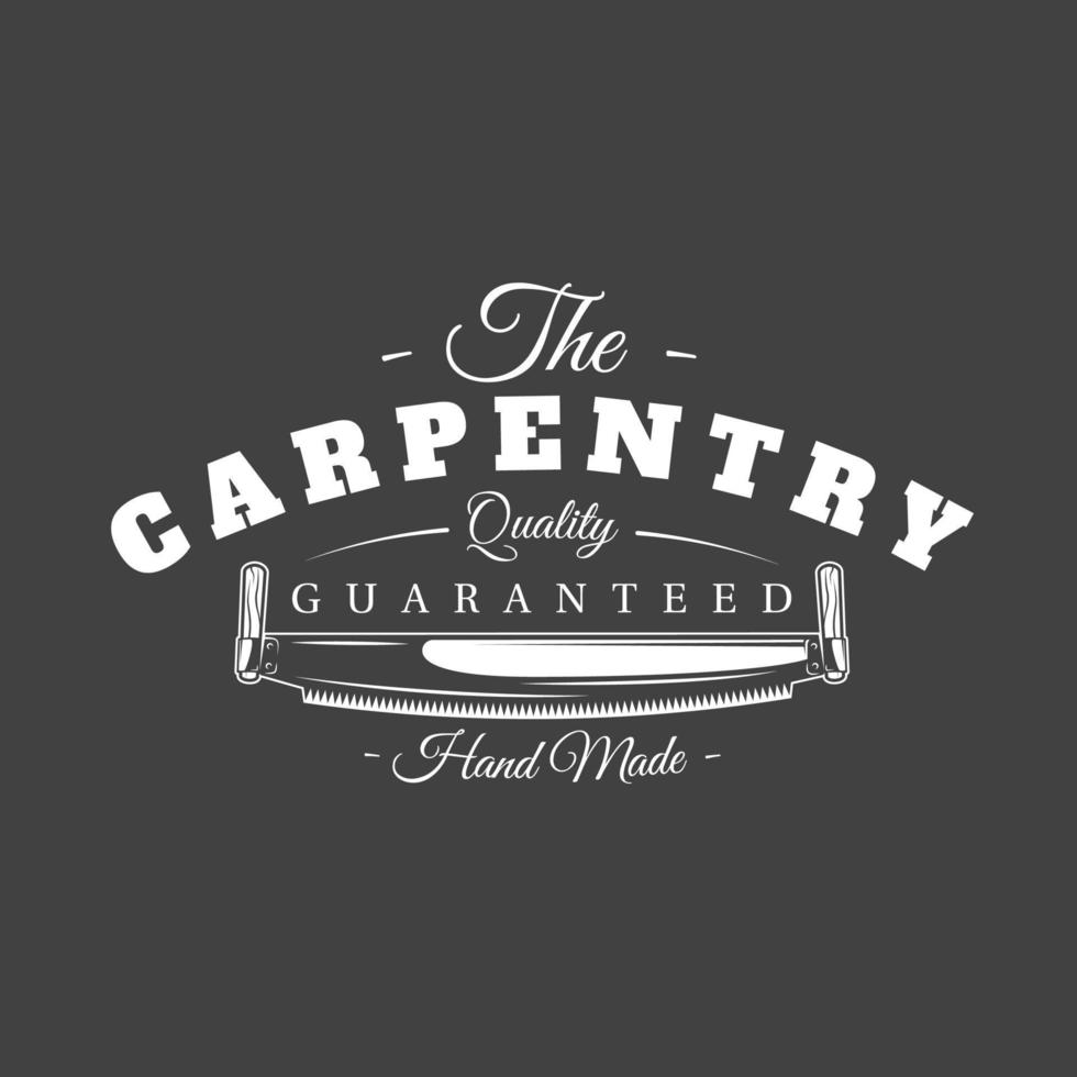 Carpentry label isolated on black background vector