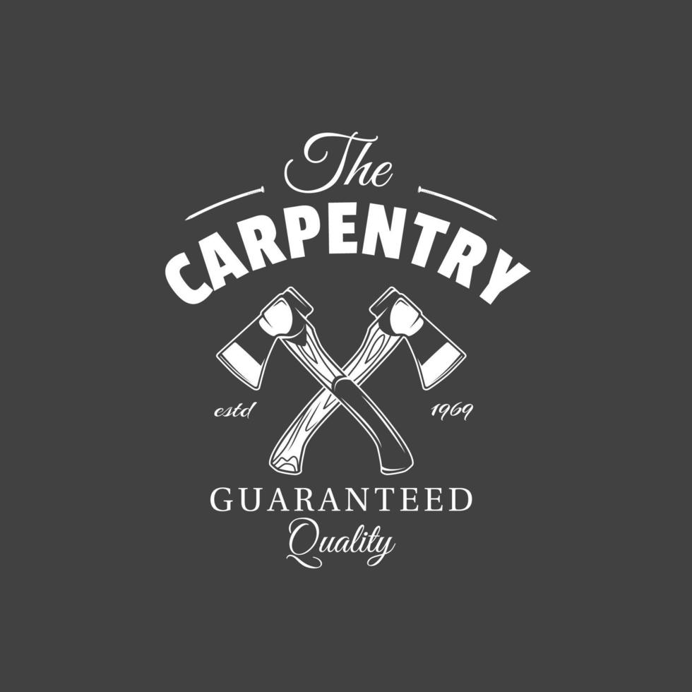 Carpentry label isolated on black background vector