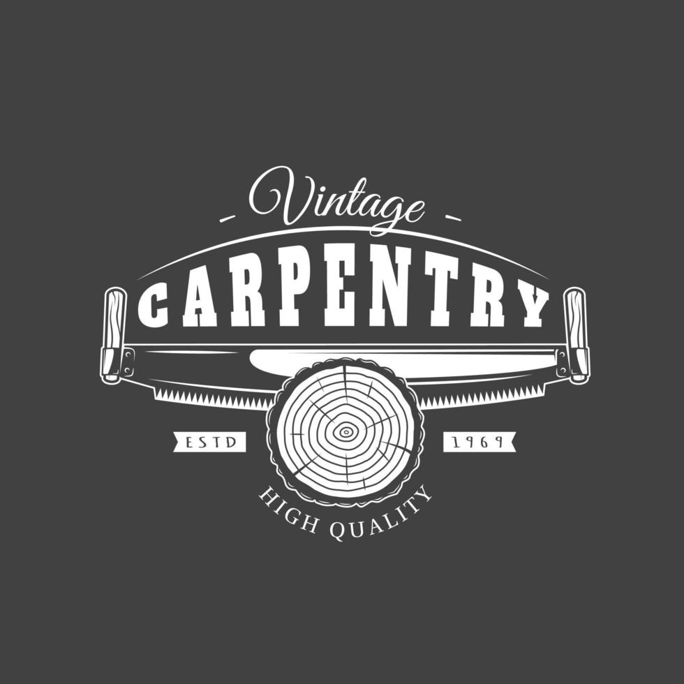 Carpentry label isolated on black background vector