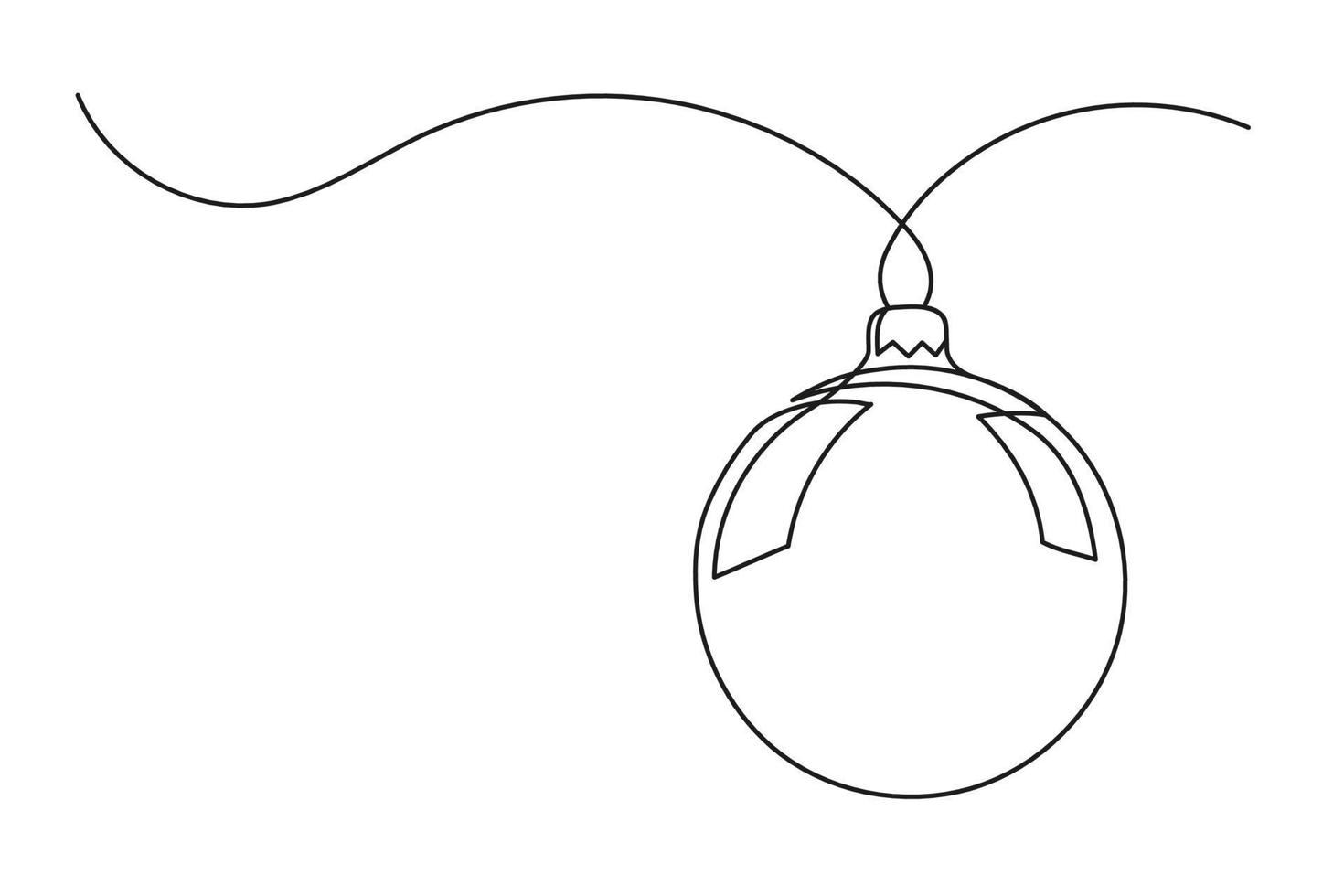 dibujo continuo de una línea de bola de navidad vector