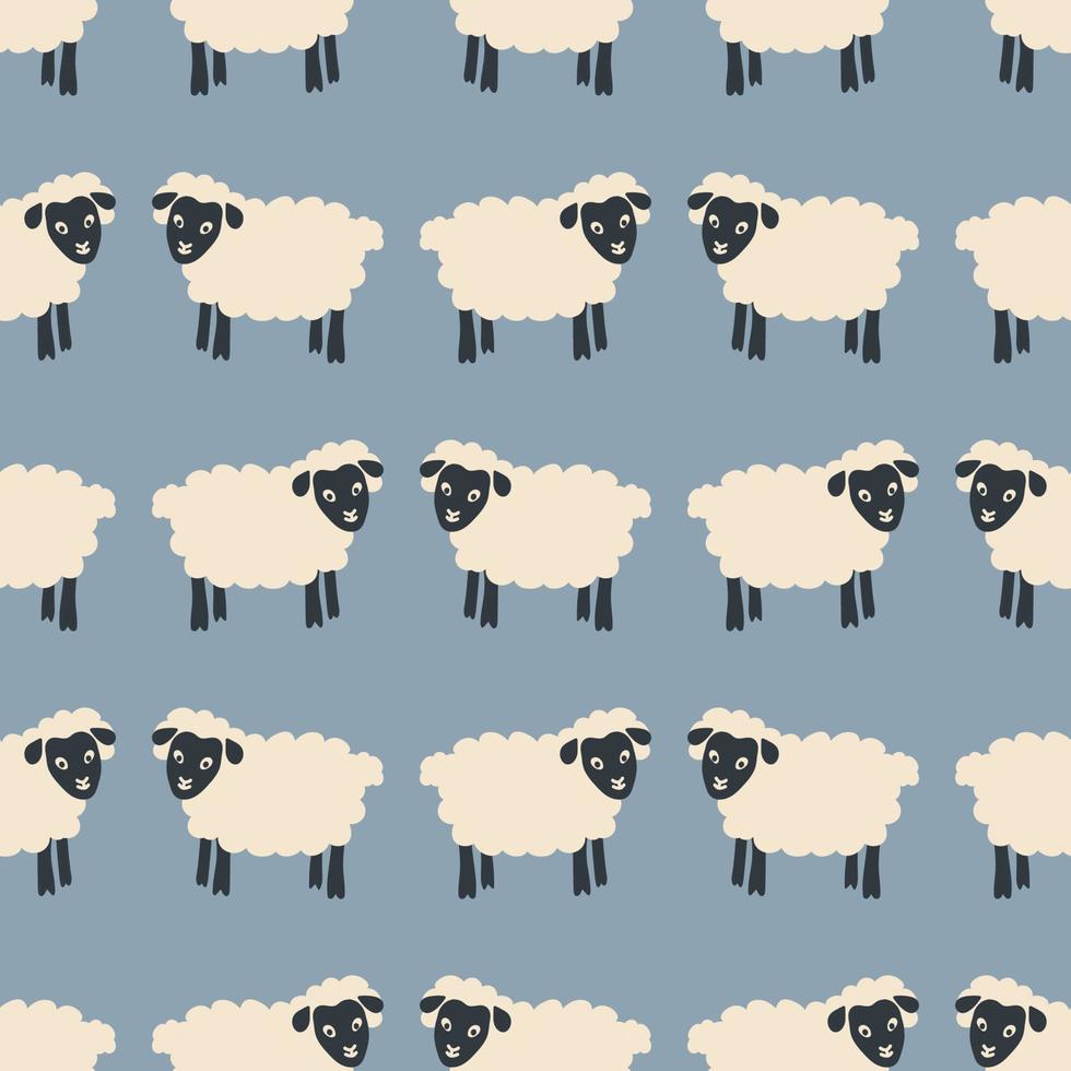 fondo de garabato de ovejas. ilustración plana de patrones sin fisuras de ovejas vector