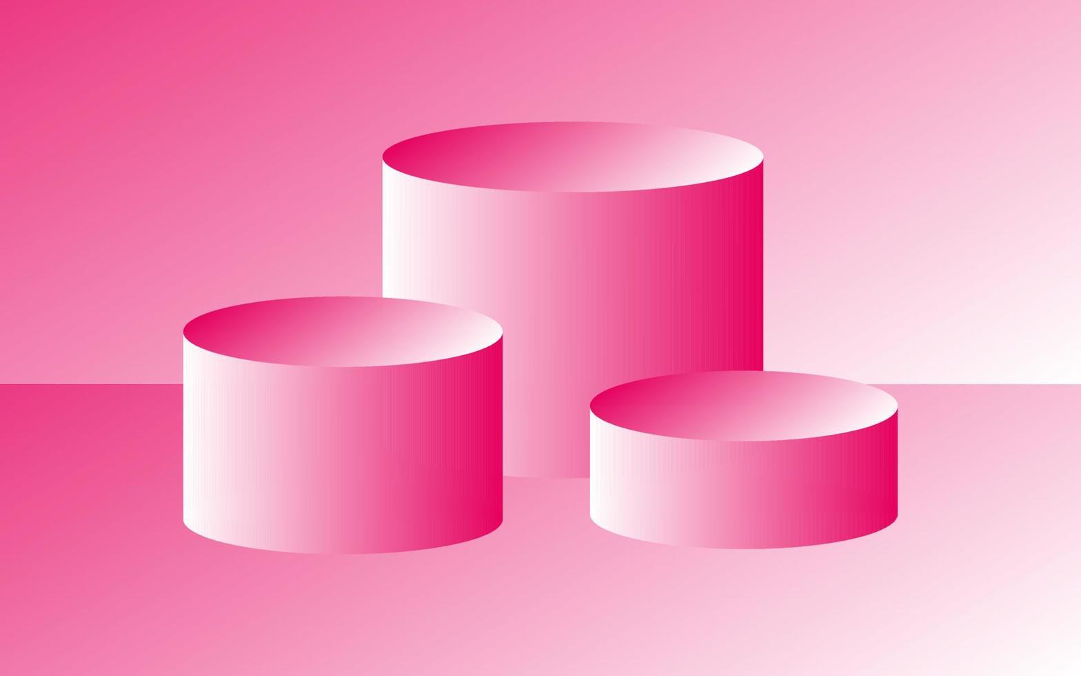 Podium geometric mockup display. Round cylinder pedestal. 3d platform product presentation stand. Abstract vector rendering shape for products display presentation.