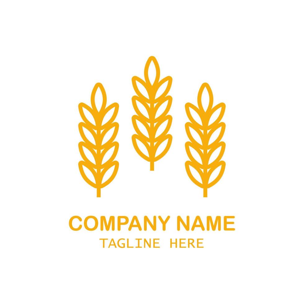 Wheat ears icon vector farm logo template. Line whole grain symbol illustration for organic eco bakery business, agriculture, beer on white