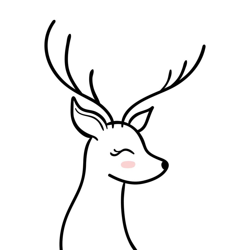 Ilustración de vector de niños lindos renos. garabato, ciervo, niños