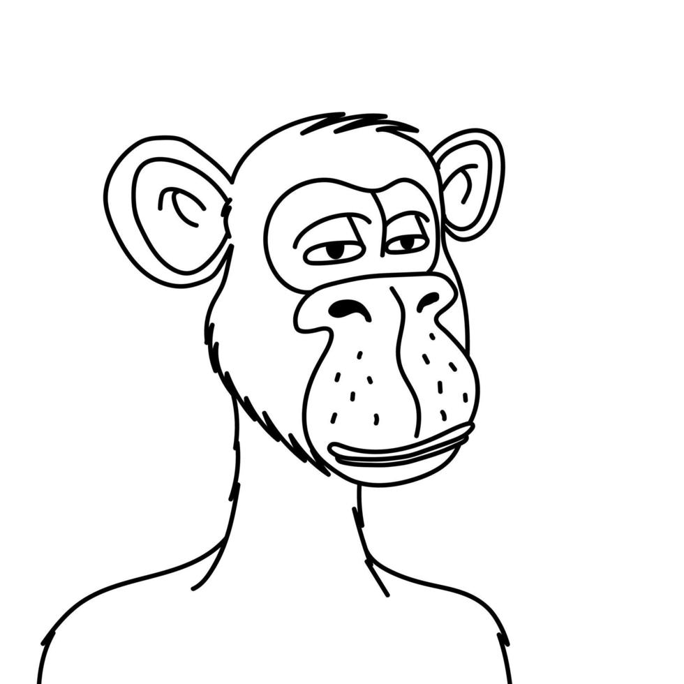 mono aburrido nft aislado sobre fondo blanco. token no fungible blockchain monkey ilustración vectorial vector