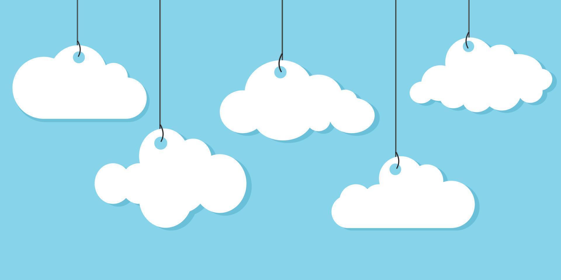 Clouds hanging on blue background. vector