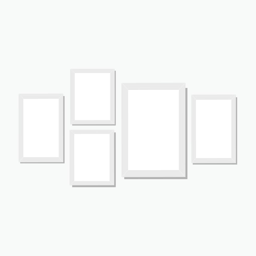 blank photo frame set on white background. vector