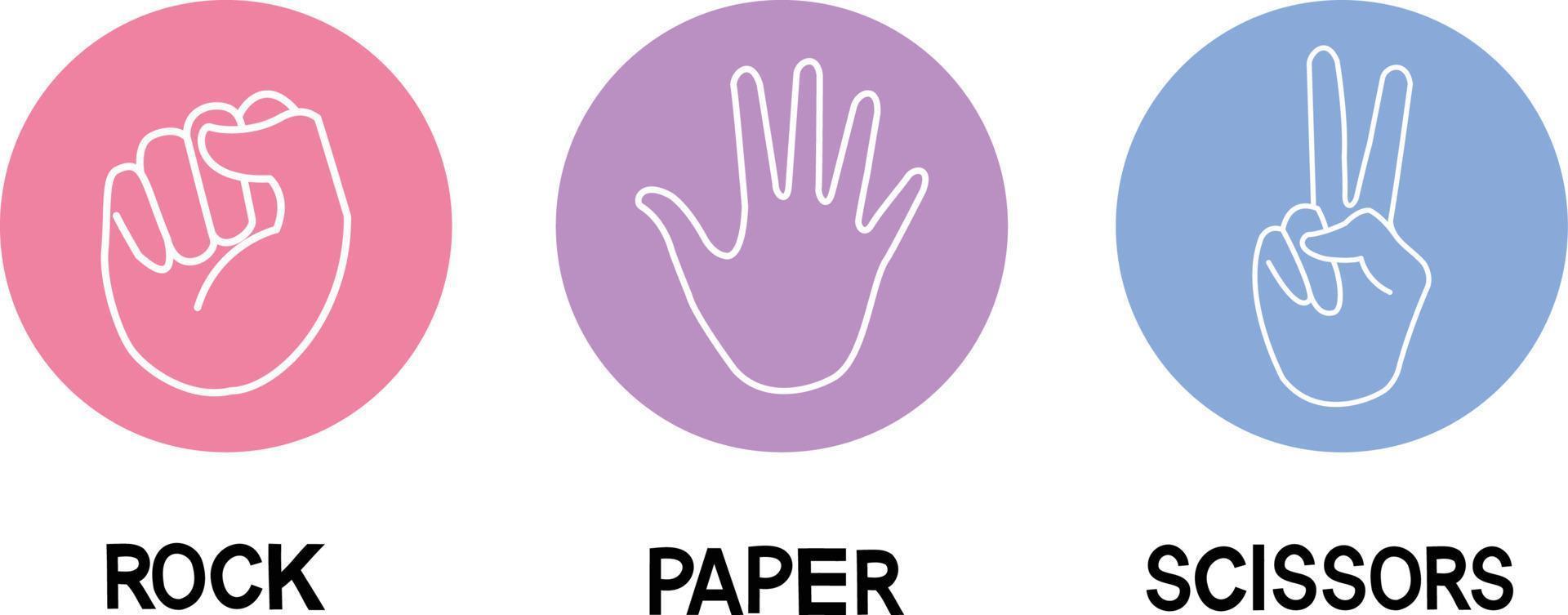 Rock Paper Scissors icon set on white background. vector