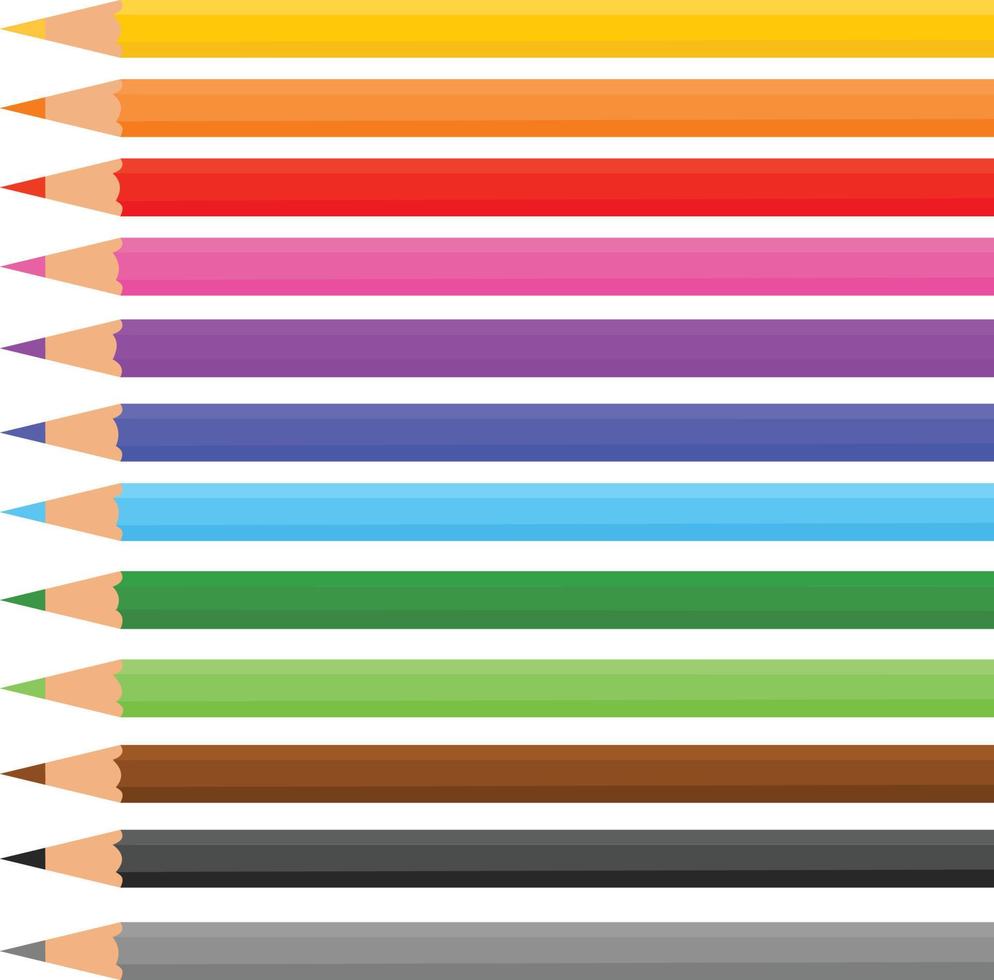 juego de lápices de colores sobre fondo blanco. vector