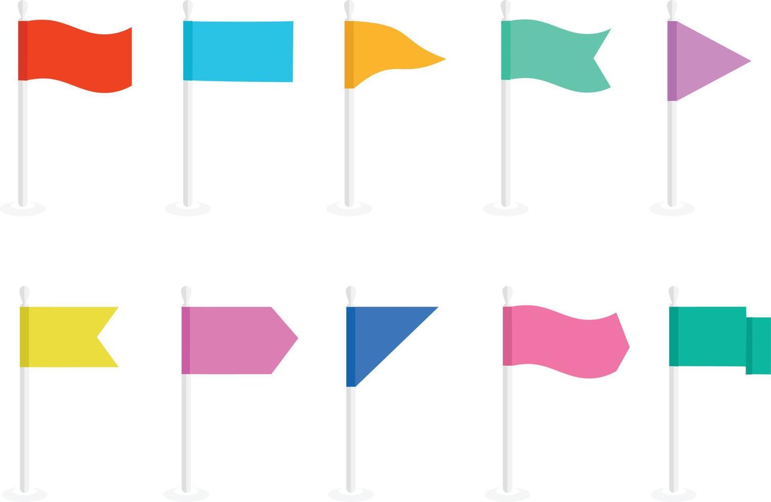 conjunto de icono de banderas de colores aislado sobre fondo blanco. vector