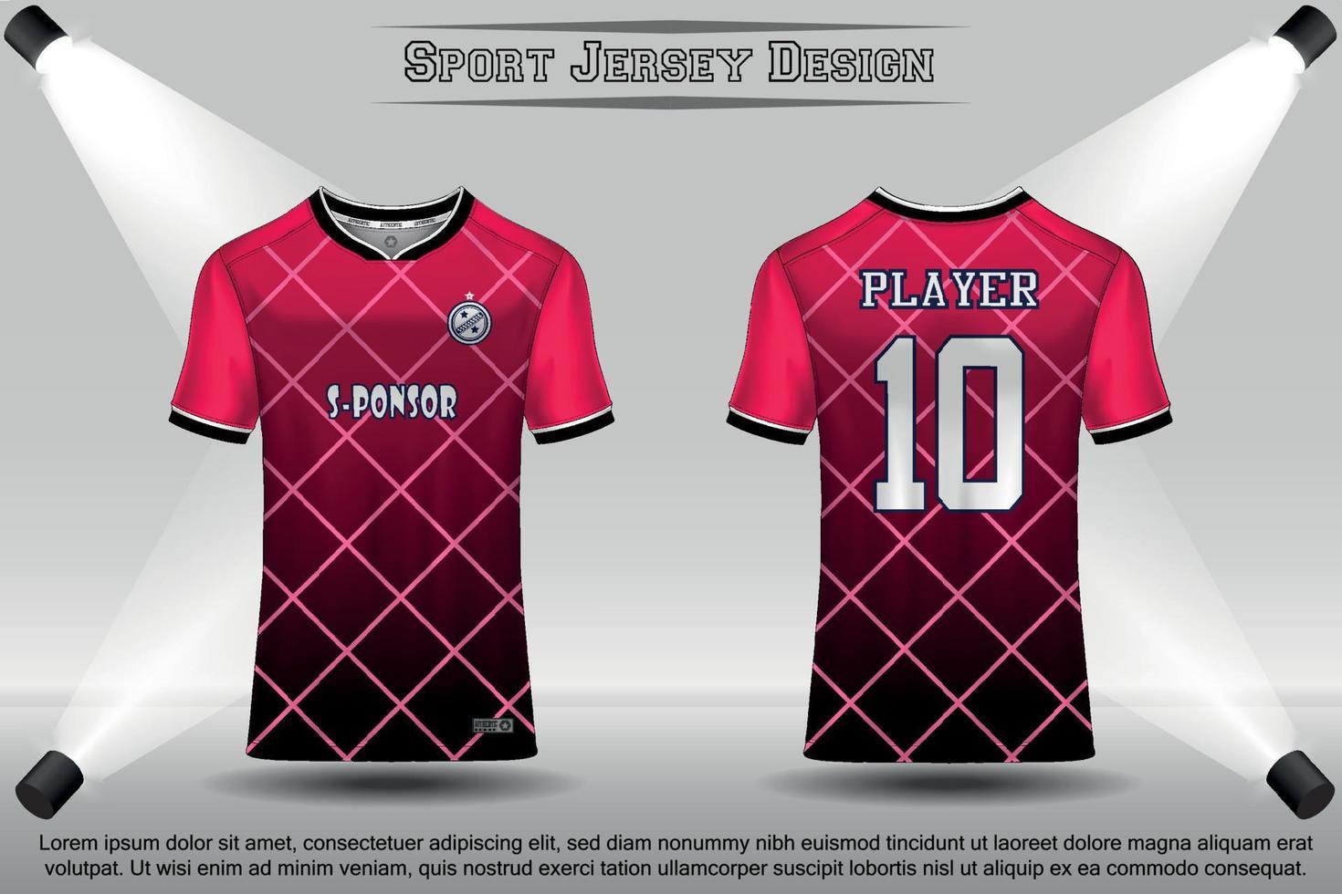 Soccer jersey mockup football jersey design sublimation sport t shirt design collection for racing, cycling, gaming, motocross vector