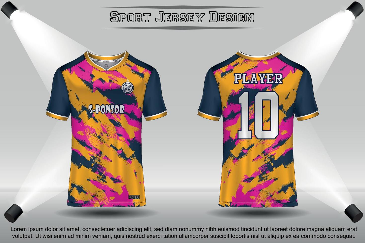 Soccer jersey mockup football jersey design sublimation sport t shirt design collection for racing, cycling, gaming, motocross vector