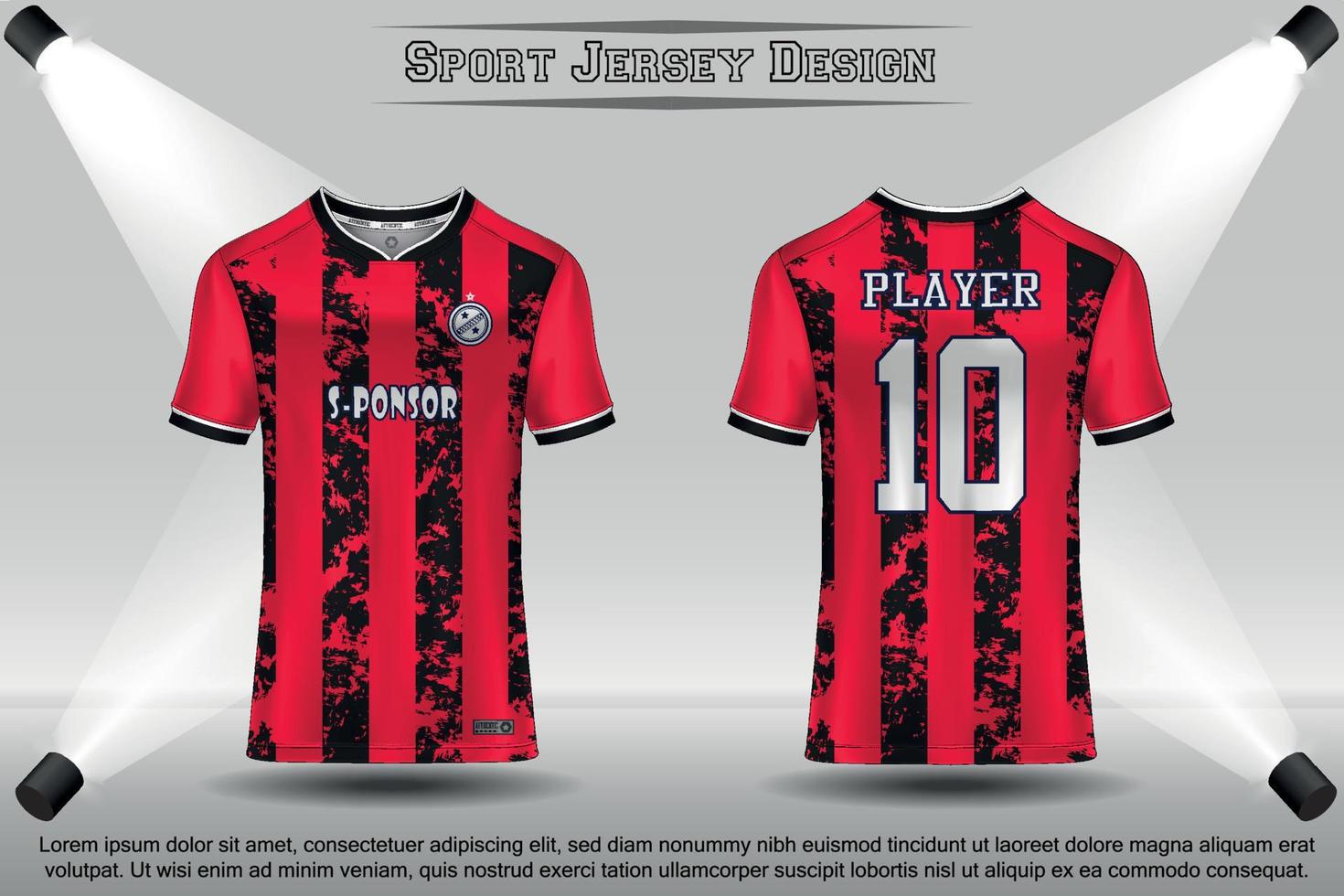 Soccer jersey mockup football jersey design sublimation sport t shirt design collection for racing, cycling, gaming, motocross vector