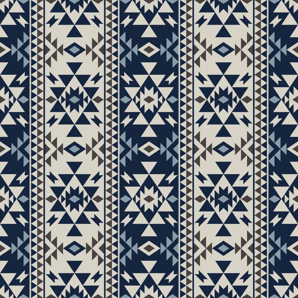 Ethnic geometric stripes pattern. Ethnic aztec geometric stripes blue color seamless pattern background. Use for fabric, textile, ethnic interior decoration elements, upholstery, wrapping. vector