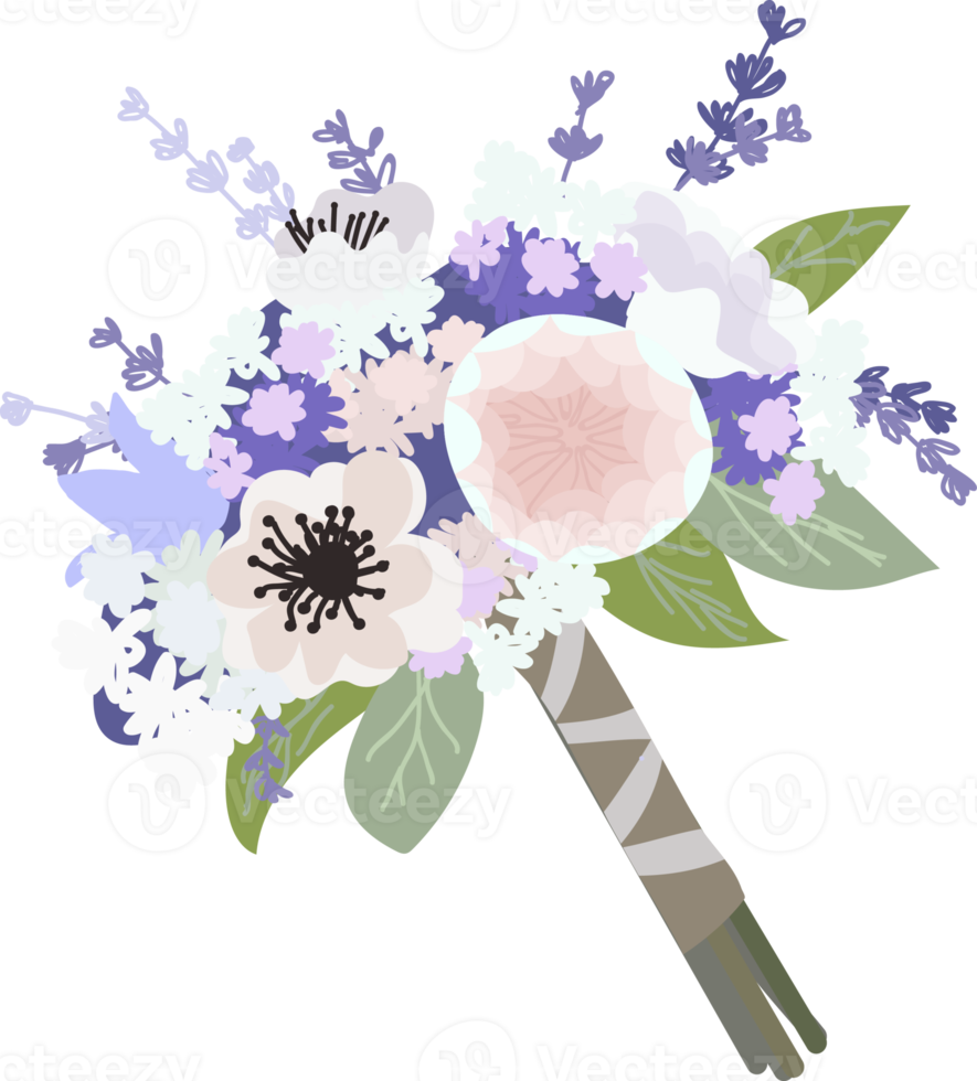 beautiful bridal bouquet collection flat style png