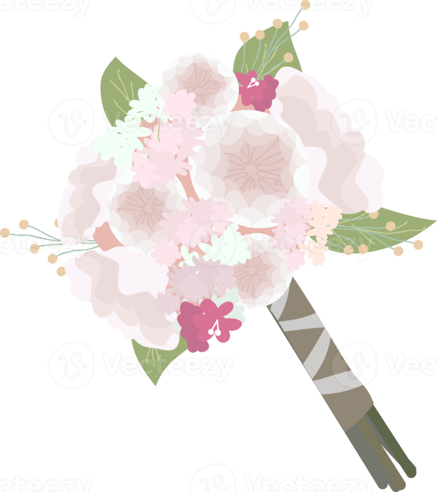 beautiful bridal bouquet collection flat style png