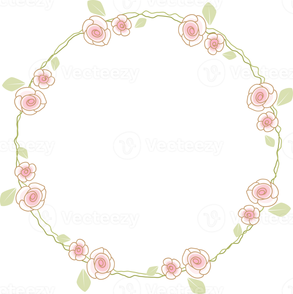 valentines doodle roses wreath png