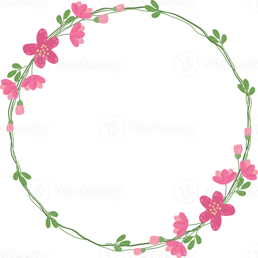 coleção de molduras de coroa de flores rosa mínimo estilo plano bonito para dia dos namorados ou primavera png