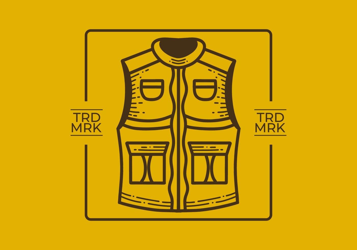 Retro line art design of a outdoor vest vector