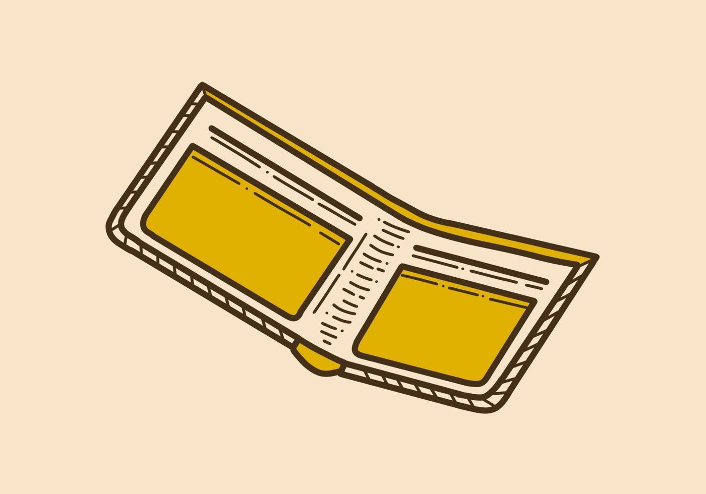 Brown yellow color of a open wallet vector