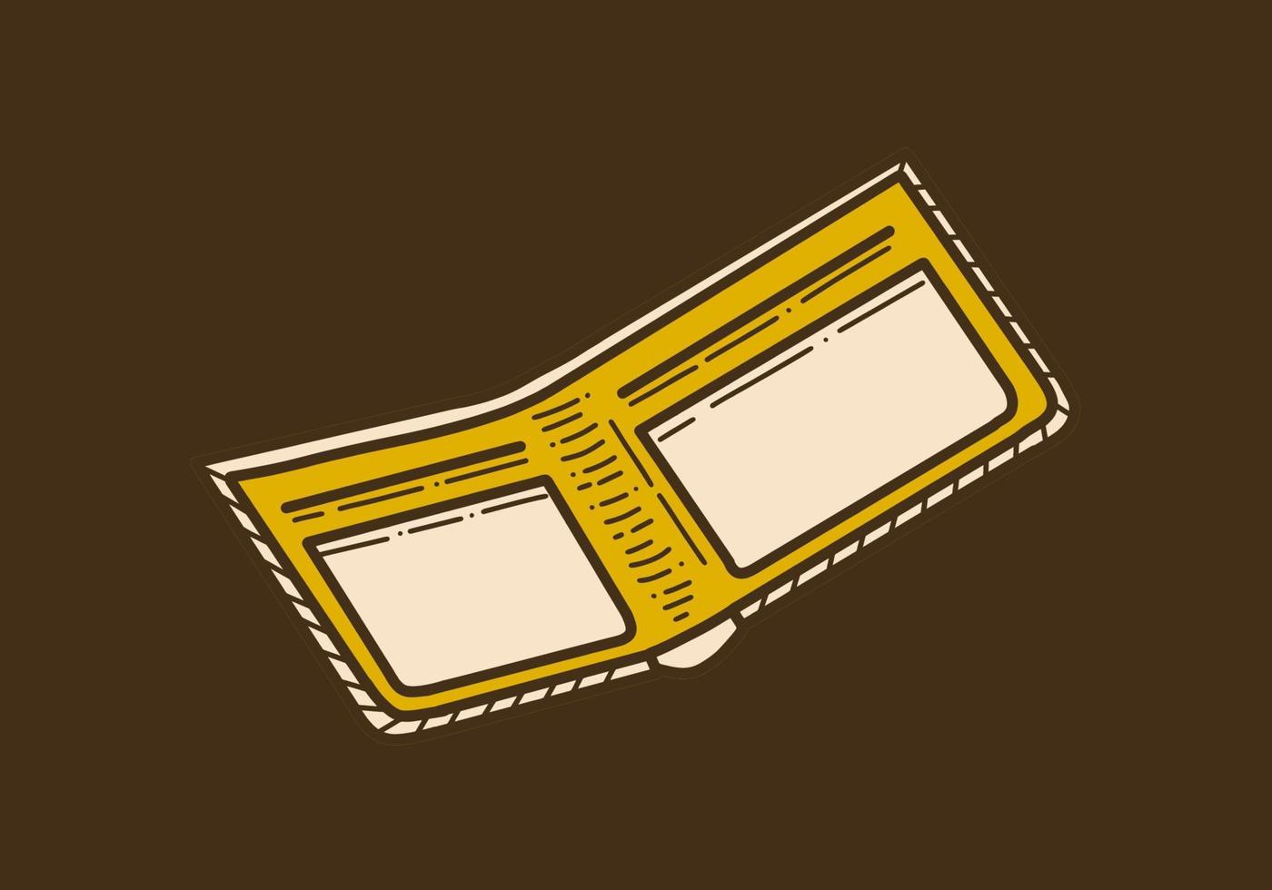 Vintage art drawing of a open wallet vector