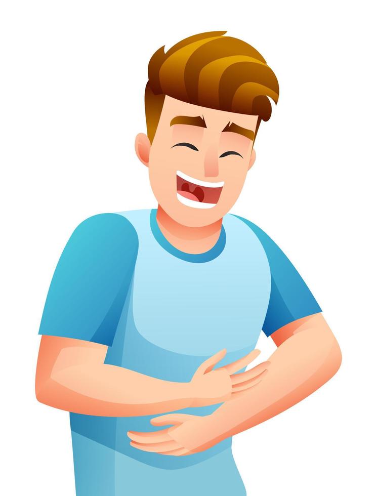 Happy man laughing loud cartoon illustration vector